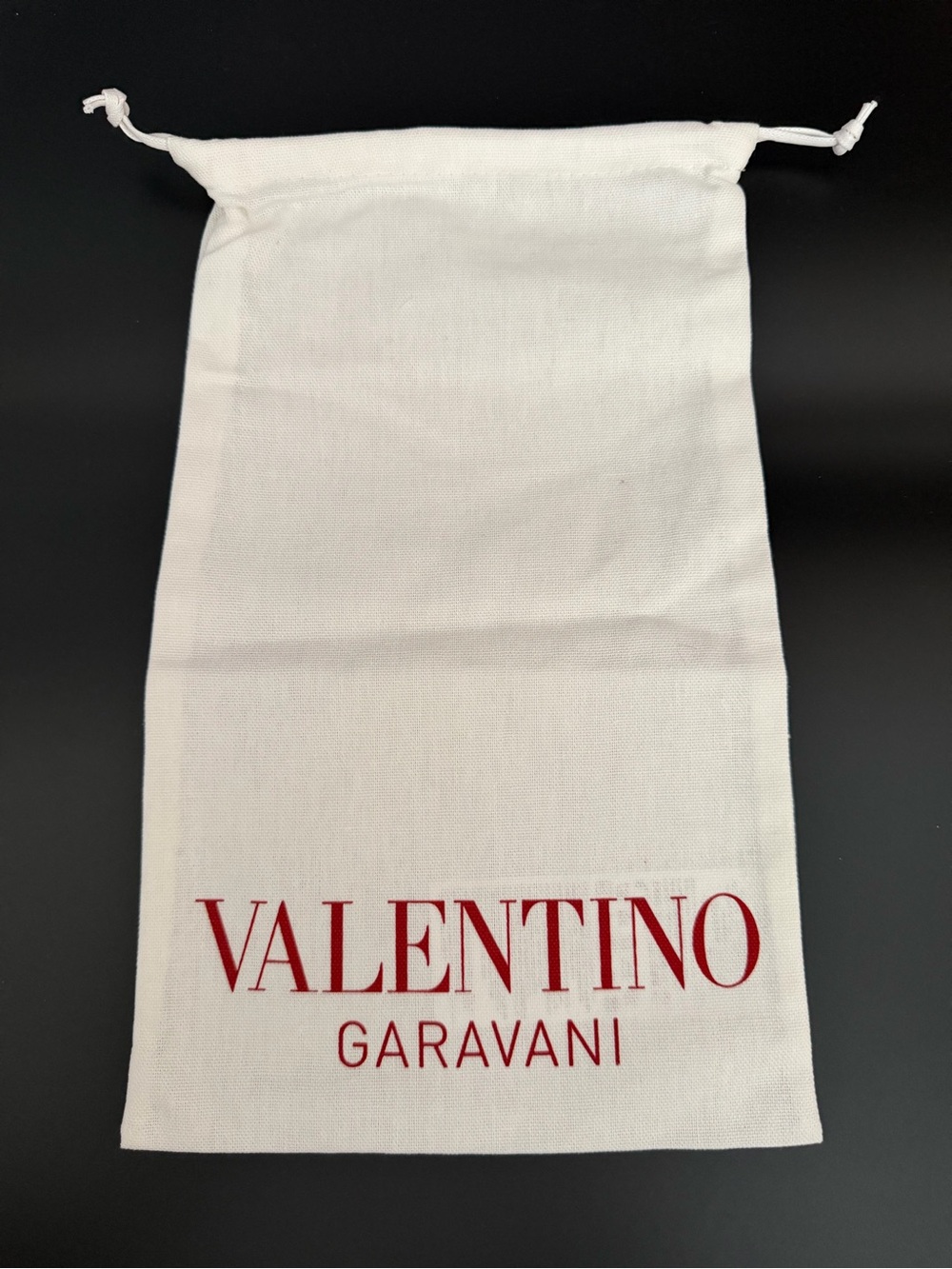 Valentino Garavani White and Red Canvas Dust Bag 13.5" x 8.25"